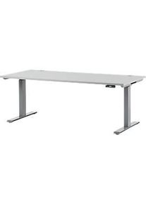 Sch&auml;fer Shop Sch&auml;fer Shop Genius Schreibtisch MODENA FLEX, elektrisch h&ouml;henverstellbar, Rechteck, T-Fuss, B 1800 x T 800 mm, lichtgrau/weissalu