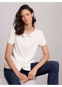 CREATION L PREMIUM Witt Damen Kurzarm-Bluse mit weitem Hemdblusen-Kragen, wei&szlig;, Gr&ouml;&szlig;e 44, 100% Lyocell