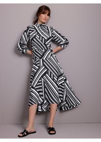 CREATION L PREMIUM Witt Damen Maxikleid mit Grafik-Dessin, schwarz-ecru-bedruckt, Gr&ouml;&szlig;e 46, 100% Modal