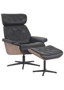 Xora Relaxsesselset , Braun, Schwarz , Holz, Textil, Leder , Kombination Echtleder/Lederlook , B&uuml;ffelleder , Birke , Schichtholz , 82x85-117x102 cm , Relaxfunktion , Wohnzimmer, Sessel, Relaxsessel