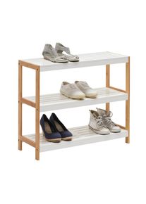 Xora Schuhregal , Braun, Weiss , Holz, Holzwerkstoff , Bambus , massiv , 70x58.5x26 cm , Typenauswahl , Garderobe, Schuhaufbewahrung, Schuhregale