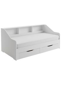 CARRYHOME Ausziehbett , Weiss , Holz , Buche , massiv , 3 F&auml;cher , 90-180x200 cm , Baby- und Kinderm&ouml;bel, Kinder- & Jugendzimmer, Kinderbetten, Ausziehbetten