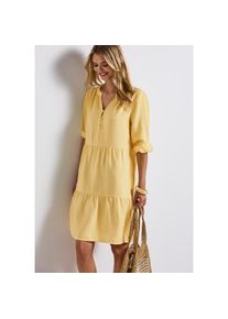 Street One, Unisex, Street One Volantkleid Ohne Taschen im Tunika-Style, schwarz buttercream gelb, 40, N-Gr, Sommerkleid von Street One