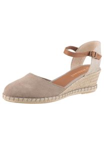 VERBENAS, Unisex, VERBENAS Sandalette &raquo;MALENA SERRAJE&laquo; , Sommerschuh, Riemchensandale, Urlaubschuh mit Keilabsatz, taupe, 42, Mit verstellbarem 