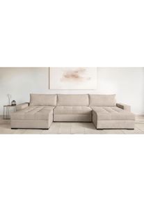 Goodproduct, GOODproduct Wohnlandschaft &raquo;U-Form Home System&laquo; 2 Ottomanen,Bonnelfederkern, Schlaffunktion, grau, 100%Polyester, B/H/T: 352 cm x 41 cm x