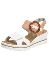 Rieker, Unisex, Sandalette , Sommerschuh, Sandale, Keilabsatz, mit auff&auml;lliger Schmuckspange, aprikot, wei&szlig;, 36, Modische Sandalette in sommerlicher 