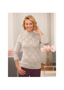 Classic Basics, Unisex, Stehkragenpullover &raquo;Pullover&laquo;, elfenbein, 44, mit Bl&uuml;ten-Stickerei