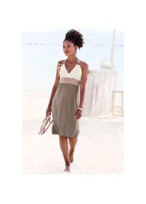 Beach Time Beachtime, Unisex, Strandkleid mit Color-Blocking-Optik, Neckholderkleid, Minikleid, creme, taupe, rose, 34, N-Gr, Modische Color-Blocking-Optik