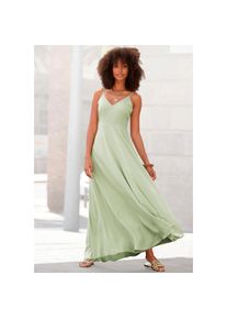 Lascana, Unisex, Lascana Maxikleid aus gewebter Viskose, Cut-Out am R&uuml;cken, Sommerkleid, pistazie, 36, N-Gr, Sch&ouml;ner V-Ausschnitt