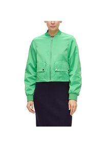 s.Oliver BLACK LABEL, Unisex, s.Oliver BLACK LABEL Blouson ohne Kapuze extra kurz und mit Pattentaschen, gr&uuml;n, 44, Blouson aus Satin von s.Oliver 