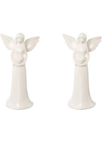 Creativ Home, Creativ home Engelfigur &raquo;Engel&laquo; mit Herz, wei&szlig;, B/H/T: 9 cm x 18,5 cm x 5 cm