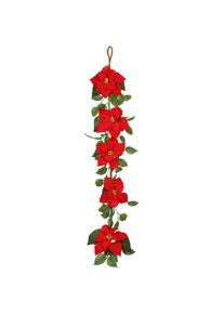 I.Ge.A., I.GE.A. Kunstgirlande &raquo;Poinsettiaranke&laquo; Weihnachtsgirlande Girlande Christstern Weihnachtsdeko Weihnachtsstern, rot, Polyester, B/H/L: 25 cm 