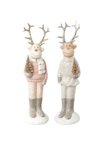 Creativ Home, Creativ home Weihnachtsfigur &raquo;Hirsch&laquo; mit dezentem Glitzer-Finish, rosa, B/H/T: 8 cm x 23 cm x 7 cm