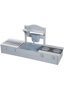 Roba, Roba Sandkasten &raquo;2 in 1, Balkonsandkasten mit Matschk&uuml;che&laquo; FSC - sch&uuml;tzt Wald, grau, Kunststoff, Massivholz, B/H/T: 116 cm x 54 cm x 37 cm