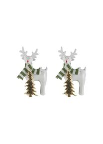 Creativ Home, Creativ home Weihnachtsfigur &raquo;Hirsch&laquo; mit Schal, wei&szlig;, B/H/T: 8 cm x 15 cm x 4,5 cm
