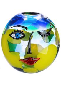 Casablanca By Gilde, Casablanca by Gilde Kugelvase &raquo;Novento&laquo; dekorative Vase aus Glas, Blumenvase, blau, gelb, Glas, B/H/T: 24 cm &Oslash; 25 cm