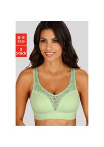 Petite Fleur, Petite Fleur Entlastungs-BH 2 St&uuml;ck, ohne B&uuml;gel, Baumwoll-Qualit&auml;t. Packung, mint, wei&szlig;, 80, Cup D, Entlastungs-BH