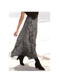 Lascana, Unisex, Lascana Maxirock mit Allover-Print, schwarz, grau, creme bedruckt, 46, Sommerlicher Jerseyrock