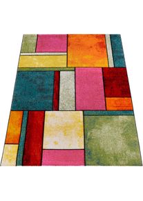 Paco Home, Teppich &raquo;Brilliance 661&laquo; rechteckig 18 mm H&ouml;he Kurzflor, modernes 3D-Patchwork Design, mehrfarbig, Polypropylen (PP), 18 mm