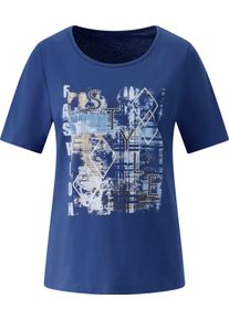 Damen Kurzarmshirt mit Buchstaben-Druck royalblau-hellblau