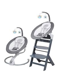 BABYGO Hochstuhl &raquo;Family Homey Set, grau/hellgrau&laquo;, mit elektrischer Babywippe inkl. Spielbogen grau grau/hellgrau