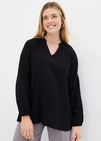 Long-Tunika aus Musselin in schwarz, Gr&ouml;sse 42, 100% Baumwolle, bonprix