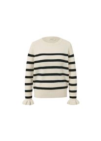 Tchibo - Pull en tricot avec poignets ruch&eacute;s - taille: L - blanc/noir