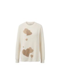 Tchibo - Pull en maille avec jacquard c&oelig;ur - taille: S - beige/blanc/jacquard