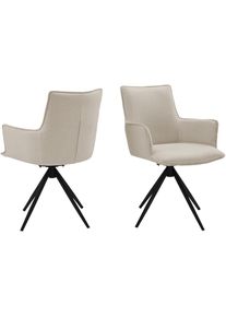 Goodproduct, GOODproduct Drehstuhl &raquo;Amoreve&laquo; (Set) 2 Stk.Strukturstoff, Metallgestell, 360 Grad Drehfunktion, beige, Polyester, B/H/T: 57 cm x 92 cm x