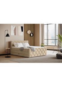 COTTA, COTTA Boxspringbett &raquo;Tower inkl. Bettkasten, mit Keder in abgesetzter Farbe&laquo; in verschiedenen Breiten, H&auml;rtegraden und Farben erh&auml;ltlich, sand,