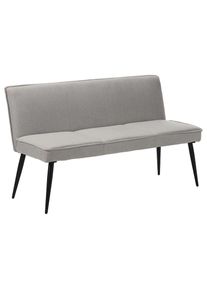 Goodproduct, GOODproduct Essbank &raquo;Ianna&laquo; schwarze Metallbeine, pflegeleichtem Webstoff Bezug, Breite 140 cm, hellgrau, schwarz, Stoff, B/H/T: 140 cm x