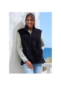 ELBSAND, Unisex, mit seitlichen Reissverschl&uuml;ssen und hohen Kragen, schwarz, 44, Fleeceweste mit hohem Kragen