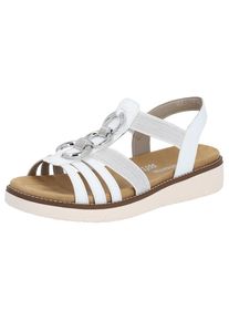 Remonte, Unisex, Sommerschuh, Sandalette, Keilabsatz, mit praktischen Gummiz&uuml;gen, wei&szlig;, silberfarben, 39, Sandale in veganer Verarbeitung