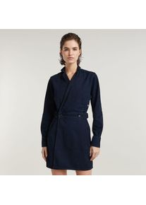 G-Star Raw G-Star, Unisex, G-STAR Wickelkleid &raquo;Wrap Dress&laquo; Eingrifftaschen mit verstellbarer Taille, worn in tiefblau ocean, L, N-Gr, Kleid von G-STAR