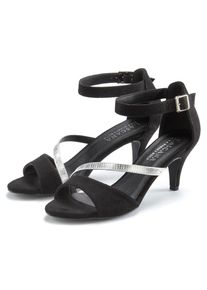 Lascana, Unisex, Lascana &raquo;Sommerschuh&laquo; High-Heel-Sandalette,Riemchensandalette,Sommerschuh mit Riemchen VEGAN, schwarz, silberfarben, 37, Eleganter 