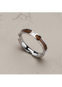 Holzkern Campania Ring Silber und Walnuss