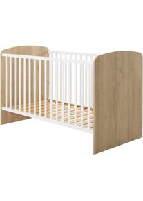 "Gami, Babybett &raquo;BASILE&laquo; 1 tlg. tlg. Zum ""Little Bed"" umbaubar, kastanie natur nachbildung und uni wei&szlig;, Holzwerkstoff, Lattenrost"