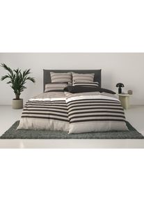 H.I.S. H.I.S, Bettw&auml;sche &raquo;Majoran&laquo; 2 Stk. gestreifte Bettw&auml;sche in verschiedenen Qualit&auml;ten, taupe, Linon, Obermaterial: 100% Baumwolle, 1 Stk.
