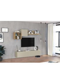 Goodproduct, GOODproduct TV-Wand &raquo;Chronos TV-Set, Wohnwand &ndash; Elemente frei platzierbar, Made in Italy&laquo; Set, 5-er set, 5 Stk. tlg., taube, eiche wotan,