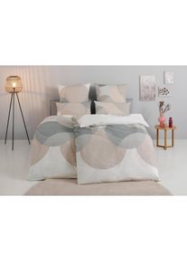 Bierbaum, Bierbaum Bettw&auml;sche &raquo;Carla in Gr. 135x200 oder 155x220 cm&laquo; 2 Bettw&auml;sche aus Baumwolle, geometrische Bettw&auml;sche mit Reissverschluss, taupe, 