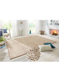 Hanse Home, Hanse Home Teppich &raquo;Wolly 2&laquo; rechteckig 12 mm H&ouml;he Flachgewebe, L&auml;ufer, Skandi, Woll-Optik, Esszimmer, Wohnzimmer, Flur, beige, braun, 