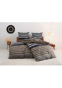 H.I.S. H.I.S, Bettw&auml;sche &raquo;Majoran&laquo; 2 Stk. gestreifte Bettw&auml;sche in verschiedenen Qualit&auml;ten, braun, Linon, Obermaterial: 100% Baumwolle, 1 Stk.