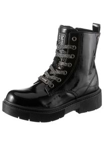 Dockers by Gerli Stiefel, in gl&auml;nzender Lack-Optik schwarz 33 Mit glitzernden Schn&uuml;rsenkeln und Innen-Rei&szlig;verschluss