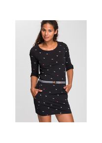 Kangaroos Jerseykleid, (Set, mit abnehmbarem G&uuml;rtel), im sommerlichen Print schwarz 40 (M) N-Gr Druck-Kleid mit Rundhals-Ausschnitt von Kangaroos