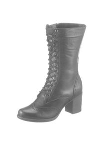 Hirschkogel Stiefelette, Damen, mit Schn&uuml;rung und Reissverschluss schwarz 40 Trendige Schn&uuml;rstiefelette ""Budapaster""