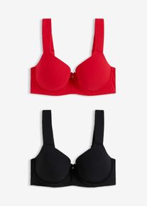 Schalen-BH mit B&uuml;gel und Spitze (2er Pack) in rot, Gr&ouml;sse 75C, 95% Baumwolle, bonprix