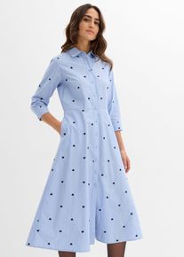 Hemdblusenkleid aus reiner Baumwolle in blau, Gr&ouml;sse 44, 100% Baumwolle, bonprix