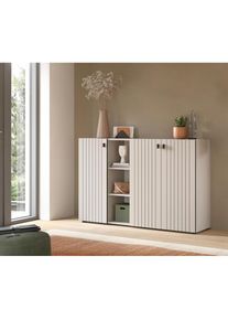 Home Affaire, Home Affaire Schuhschrank &raquo;TATIO, Breite 150 cm, Rillenoptik, offene F&auml;cher, 3 T&uuml;ren&laquo; 1 Stk. tlg. Garderobenschrank, Flurkommode, 