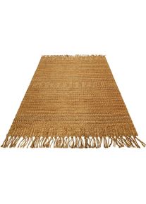 Green Looop, &raquo;Marseille&laquo; rechteckig 5 mm H&ouml;he handgewebter Juteteppich, 100 % Naturfaser, mit Fransen, Wohnzimmer, braun, Jute, 5 mm