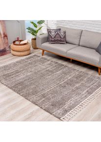 Carpet City, &raquo;Pulpy 524&laquo; rechteckig 30 mm H&ouml;he besonders weich, mit Fransen, Meliert, grau, Kunstfaser, 30 mm